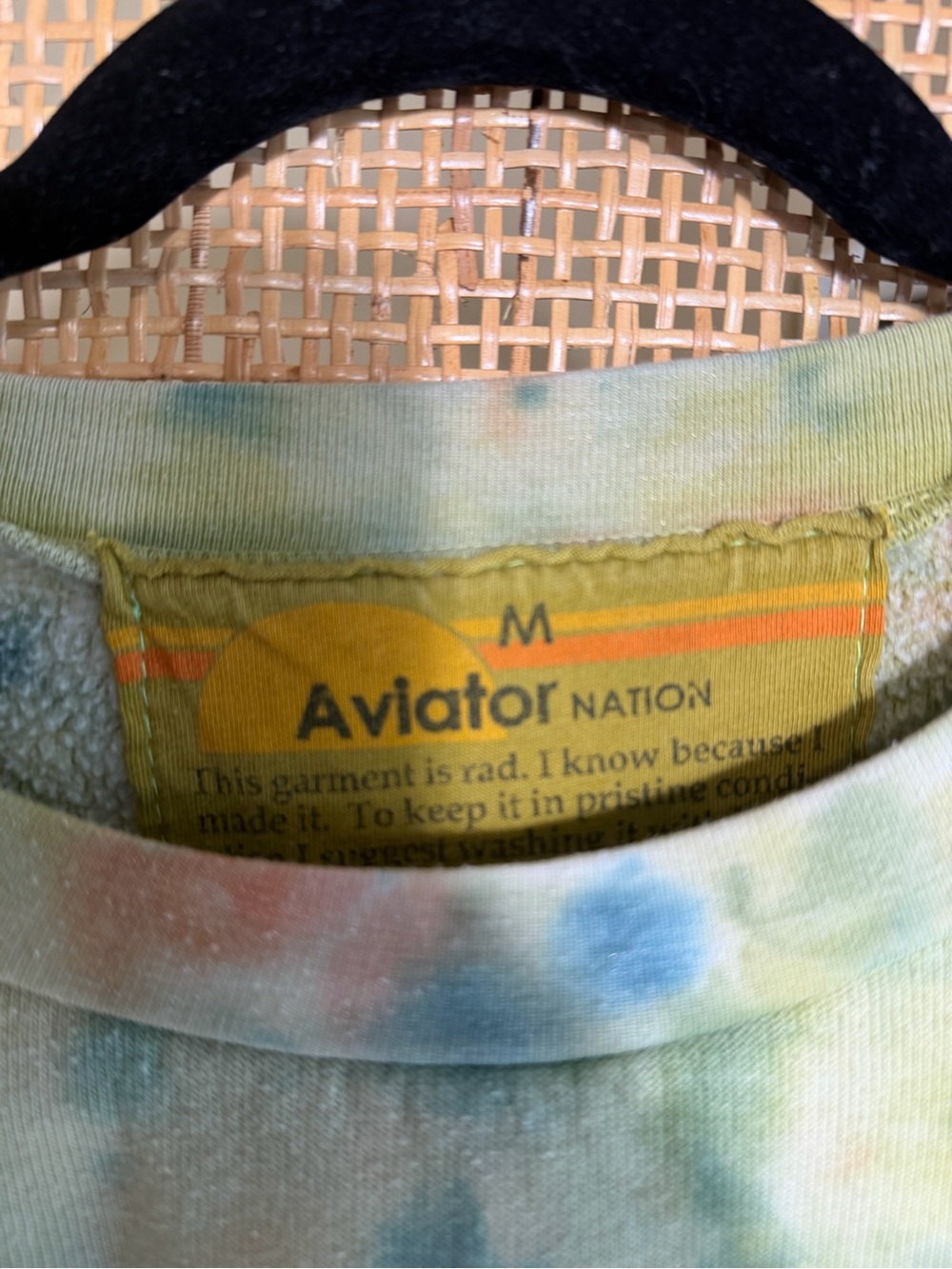 Aviator Nation Green Tie-Dye Smiley Crew Sweatshirt - Picture 5 of 6